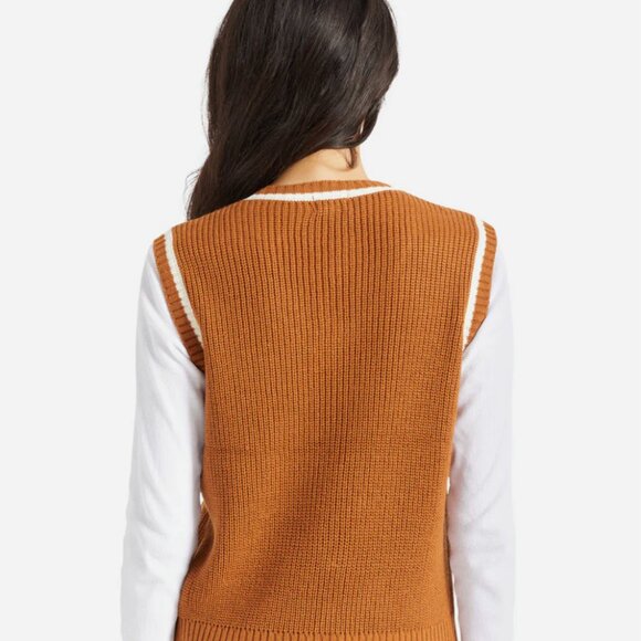 NEW/NEVER WORN Brixton Melody Sweater Vest in Brown White - Small - Picture 3 of 14